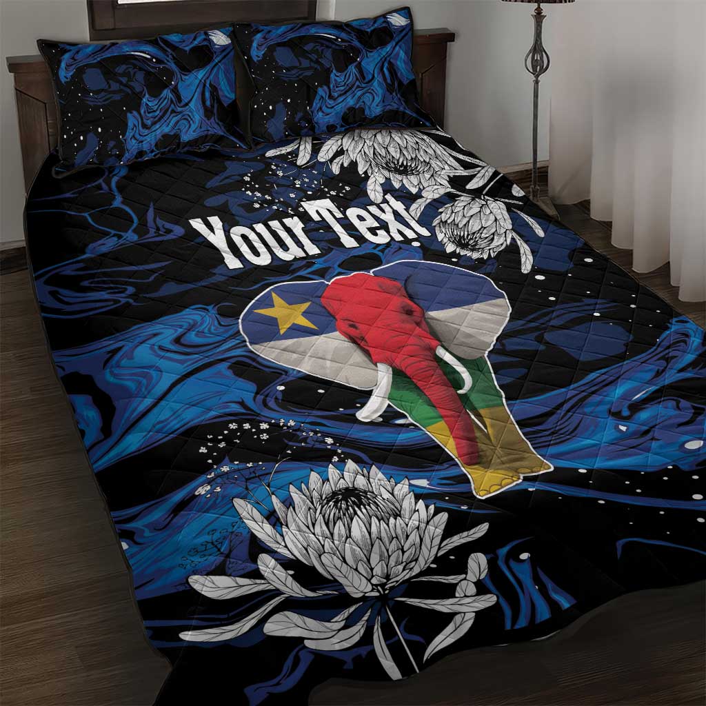 Personalized Central African Republic Elephant Quilt Bed Set King Protea - Abstract Style - Wonder Print Shop