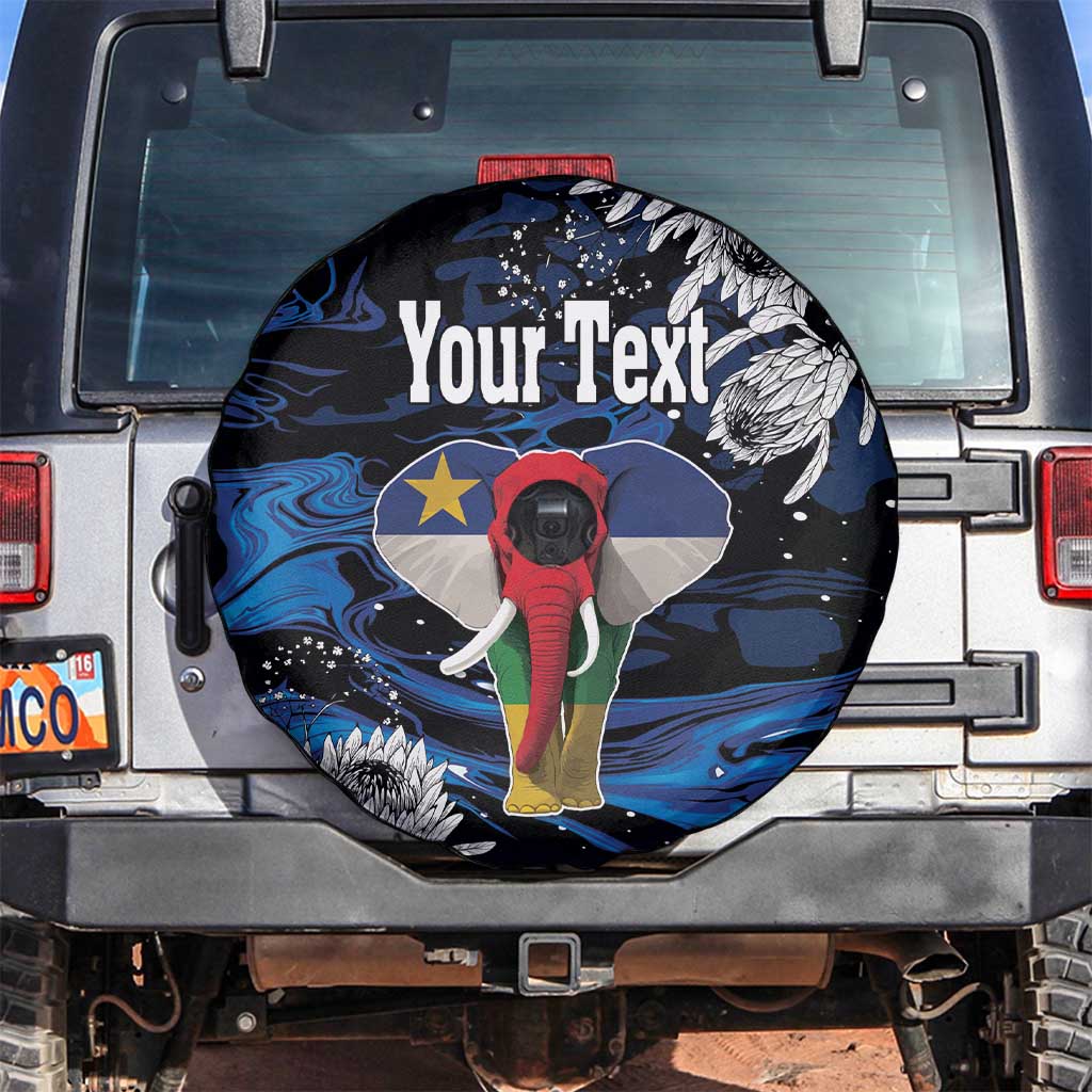 Personalized Central African Republic Elephant Spare Tire Cover King Protea - Abstract Style - Wonder Print Shop