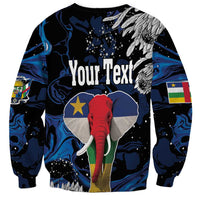 Black crewneck sweatshirt with Your Text, elephant heart graphic and flag sleeve patch
