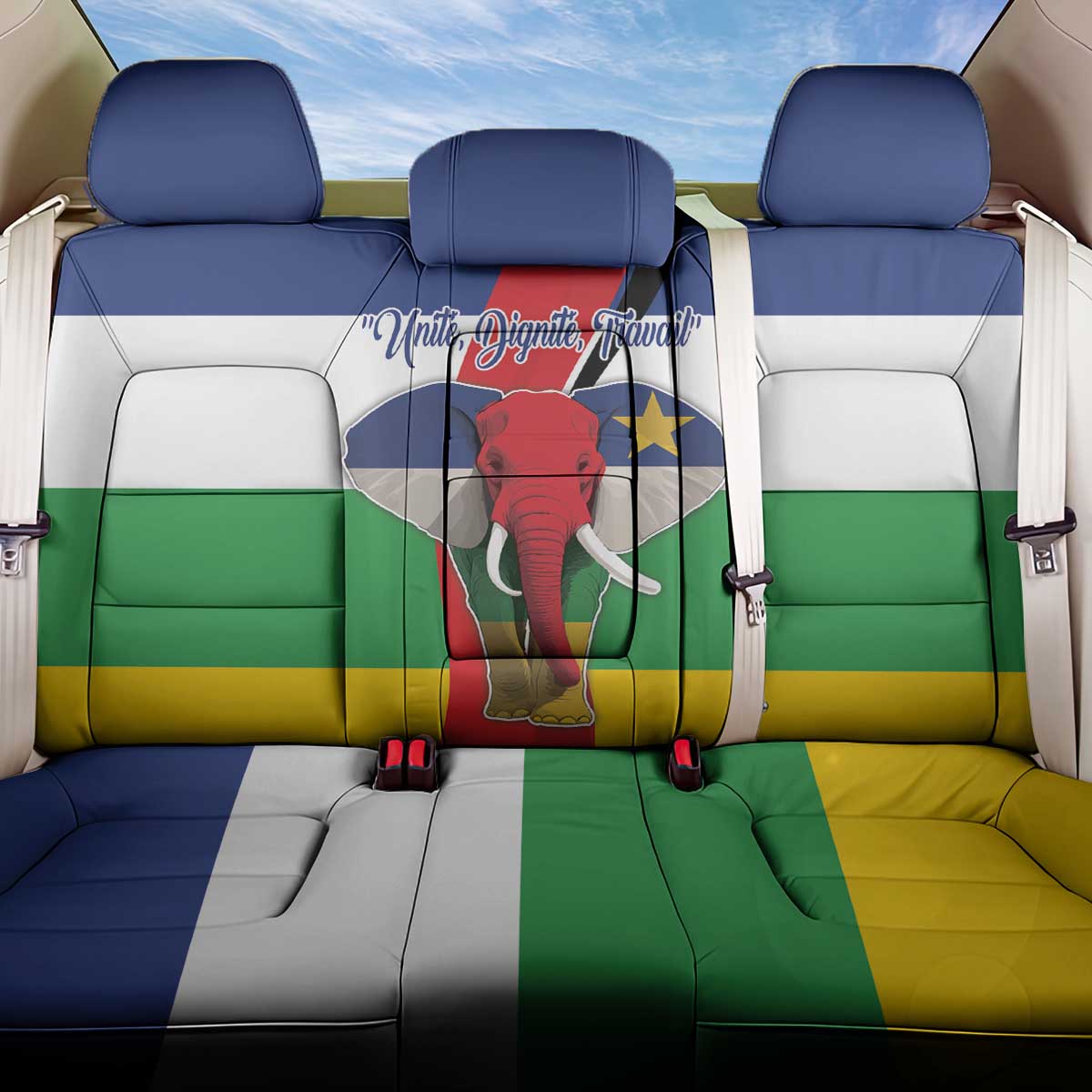 Central African Republic Republic Day 1958 Back Car Seat Cover Unite, Dignite, Travail - Flag Style - Wonder Print Shop