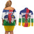 Central African Republic Republic Day 1958 Couples Matching Off Shoulder Short Dress and Long Sleeve Button Shirt Unite, Dignite, Travail - Flag Style - Wonder Print Shop