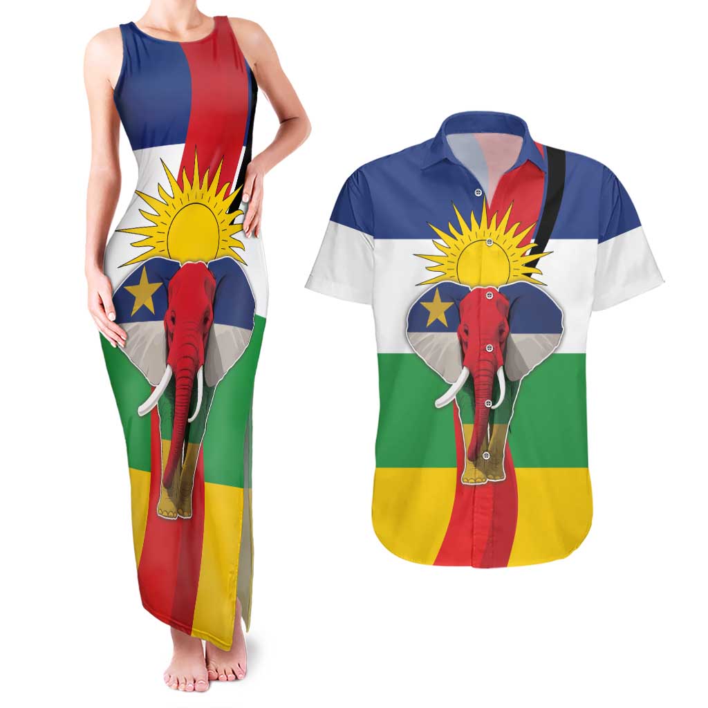 Central African Republic Republic Day 1958 Couples Matching Tank Maxi Dress and Hawaiian Shirt Unite, Dignite, Travail - Flag Style - Wonder Print Shop