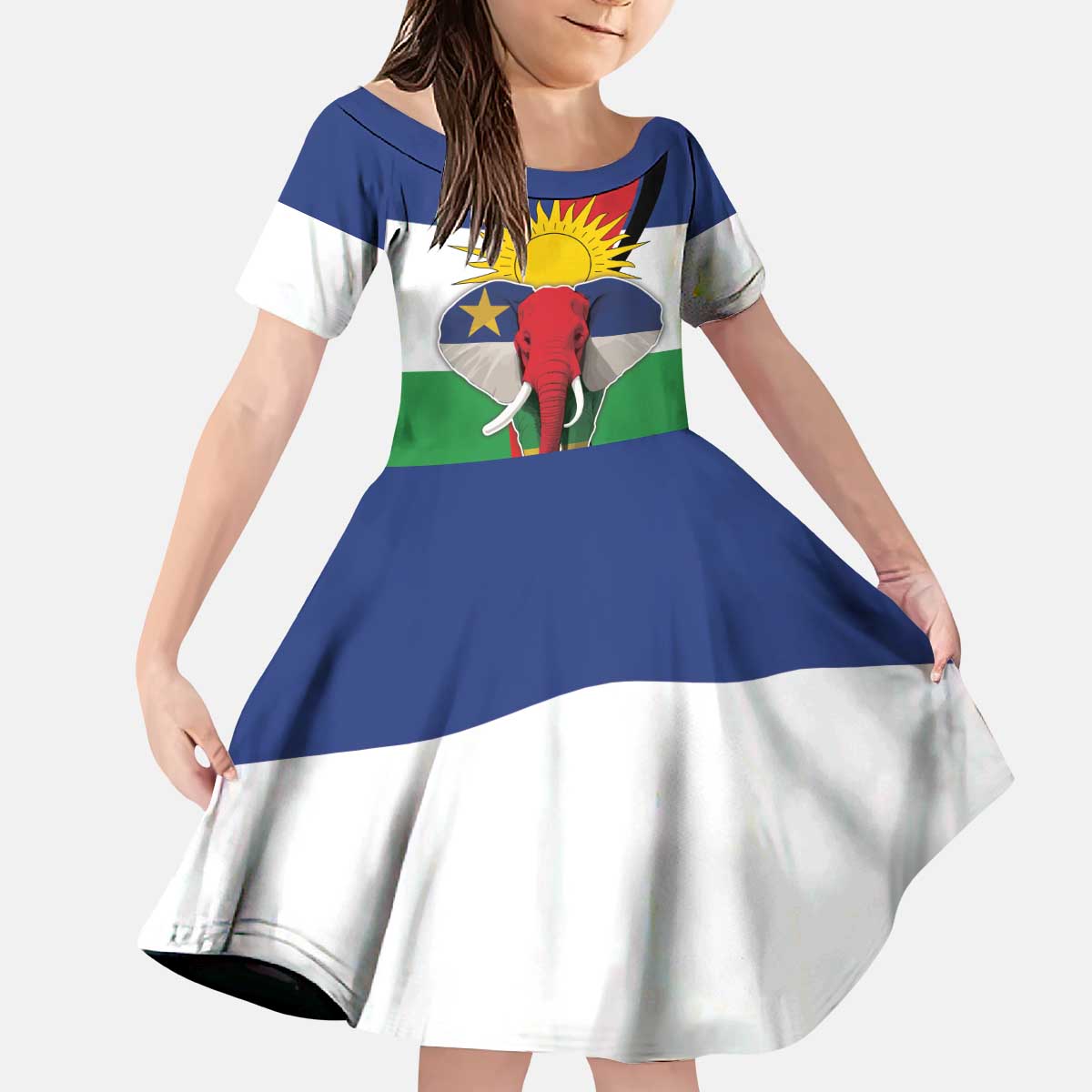 Central African Republic Republic Day 1958 Kid Short Sleeve Dress Unite, Dignite, Travail - Flag Style - Wonder Print Shop