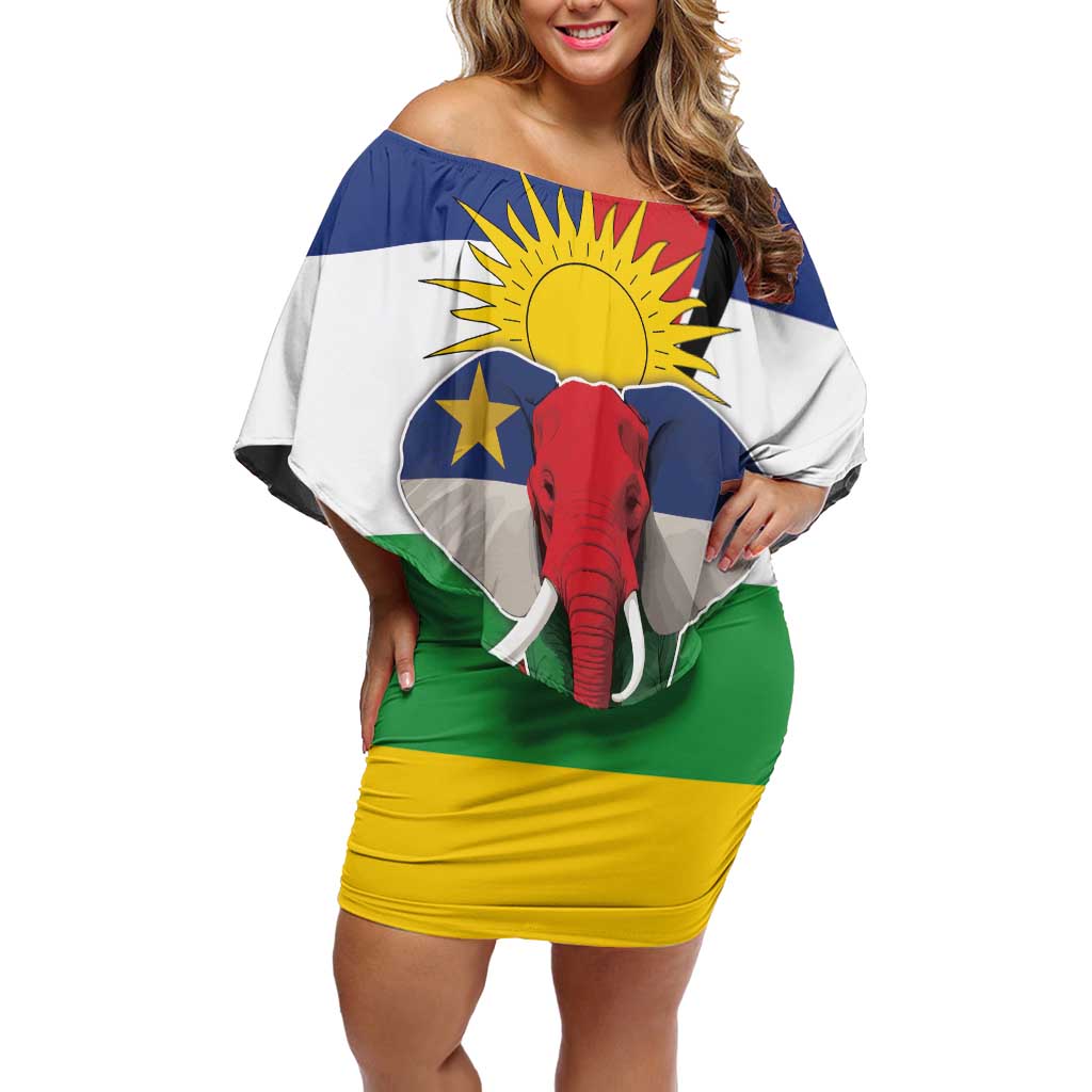 Central African Republic Republic Day 1958 Off Shoulder Short Dress Unite, Dignite, Travail - Flag Style - Wonder Print Shop