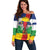 Central African Republic Republic Day 1958 Off Shoulder Sweater Unite, Dignite, Travail - Flag Style - Wonder Print Shop