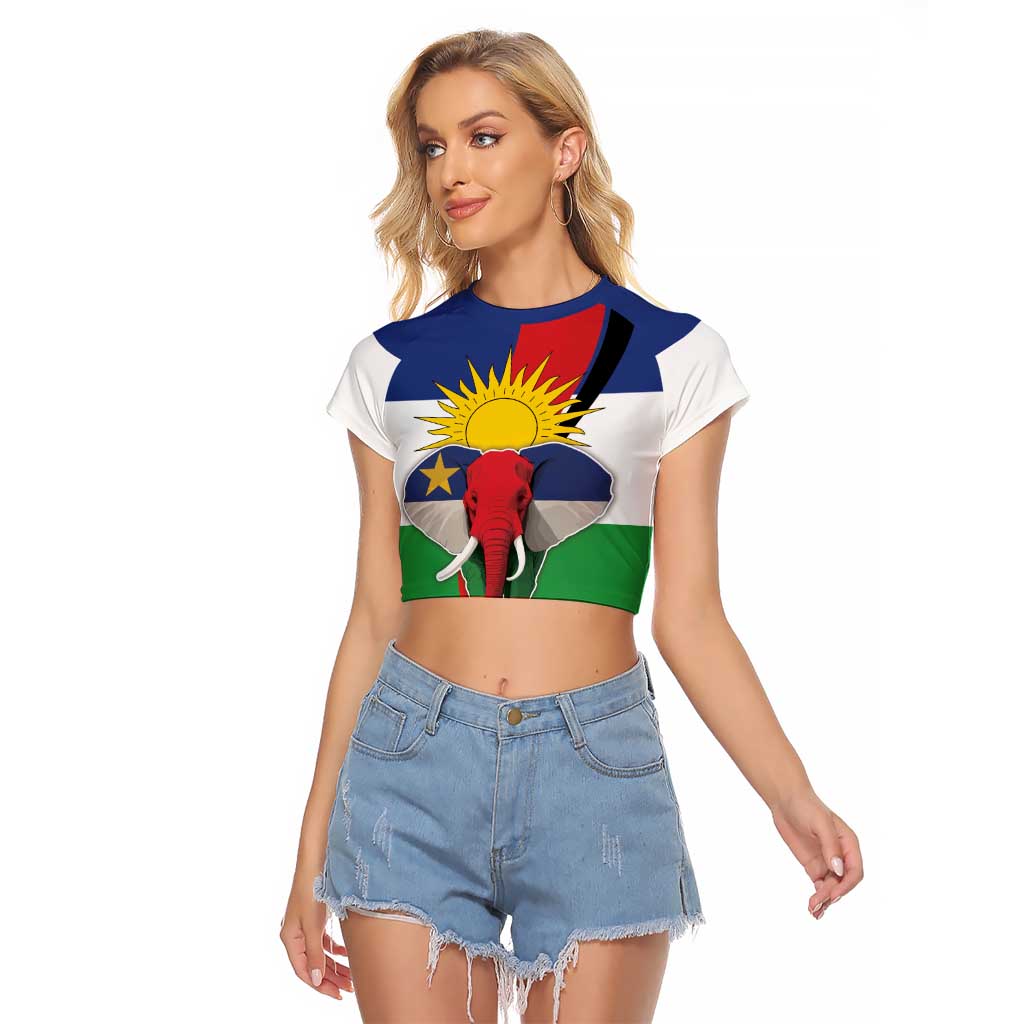 Central African Republic Republic Day 1958 Raglan Cropped T Shirt Unite, Dignite, Travail - Flag Style - Wonder Print Shop