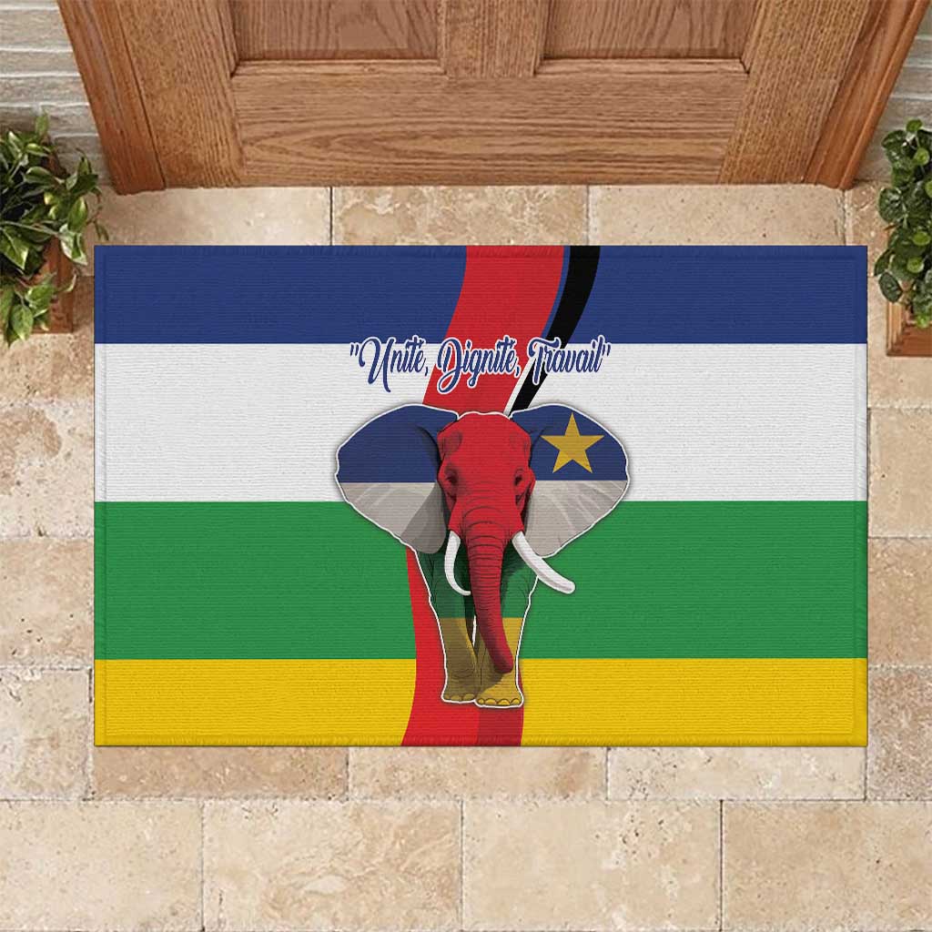 Central African Republic Republic Day 1958 Rubber Doormat Unite, Dignite, Travail - Flag Style - Wonder Print Shop