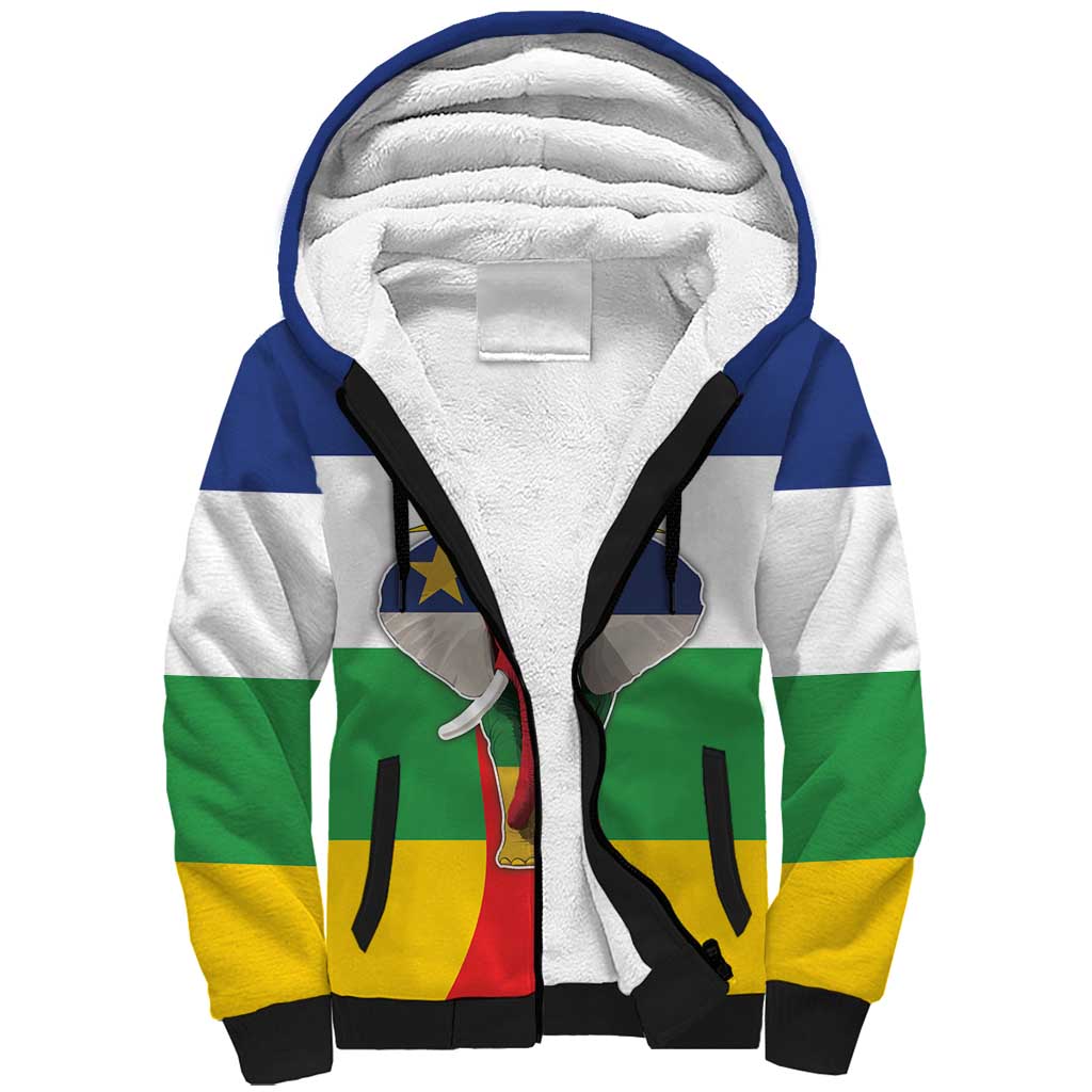 Central African Republic Republic Day 1958 Sherpa Hoodie Unite, Dignite, Travail - Flag Style - Wonder Print Shop