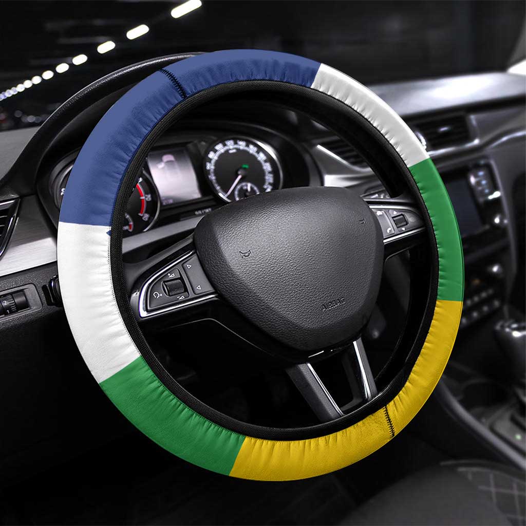 Central African Republic Republic Day 1958 Steering Wheel Cover Unite, Dignite, Travail - Flag Style - Wonder Print Shop