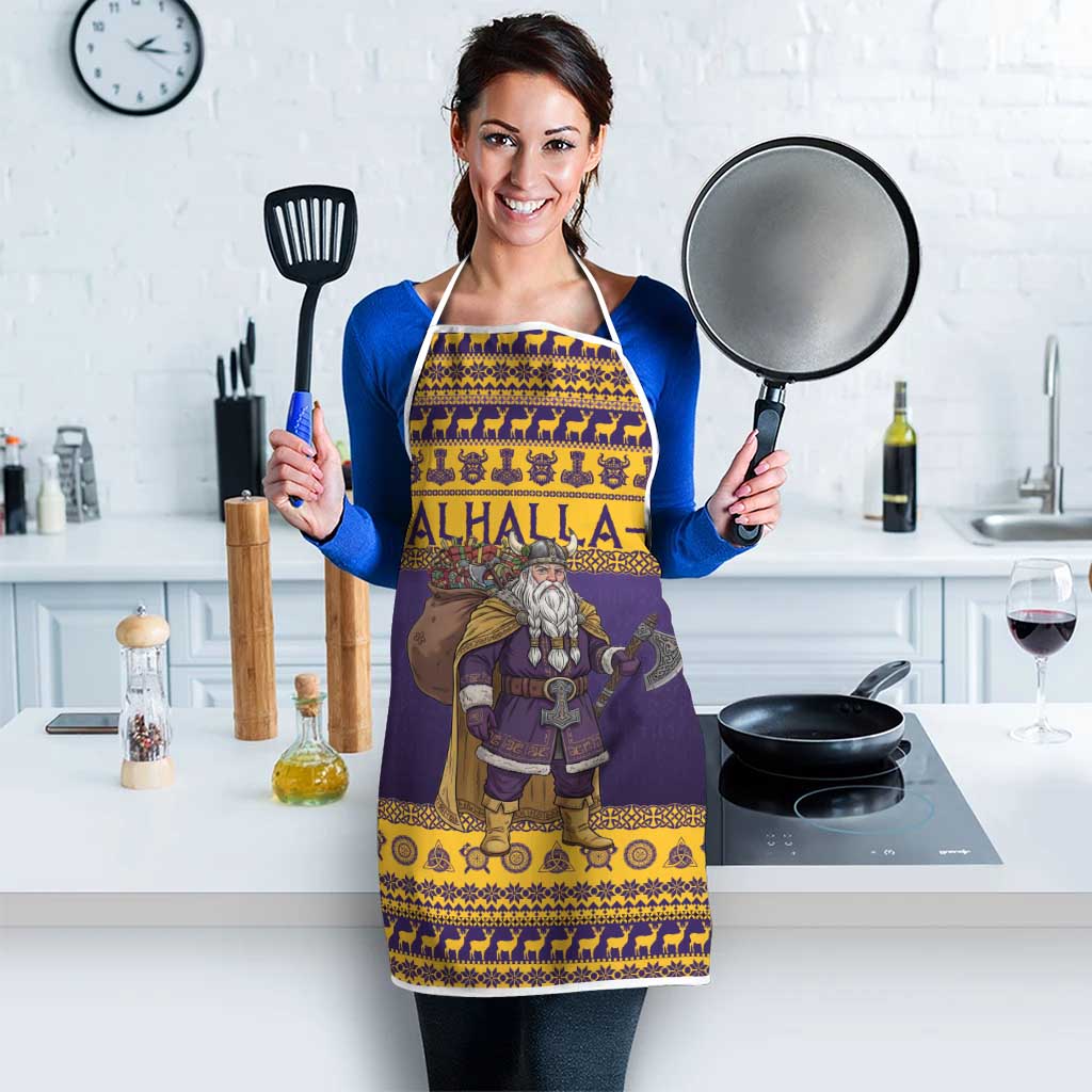 Merry Christmas from Vikingnations Apron Valhalla-La Santa - Wonder Print Shop