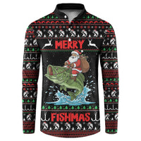 Merry Fishmas Santa Riding Bass Personalized Button Sweatshirt Funny Christmas - Wonder Print Shop