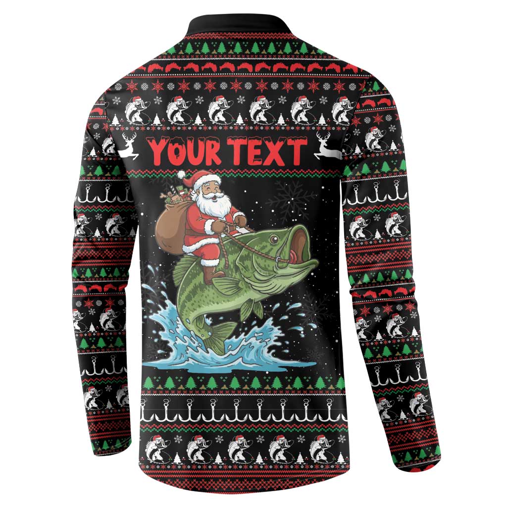 Merry Fishmas Santa Riding Bass Personalized Button Sweatshirt Funny Christmas - Wonder Print Shop