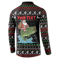 Merry Fishmas Santa Riding Bass Personalized Button Sweatshirt Funny Christmas - Wonder Print Shop