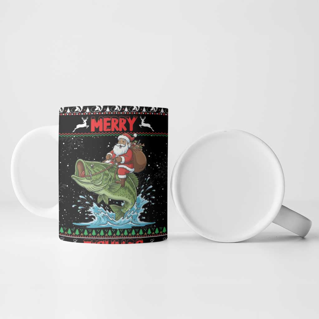 Merry Fishmas Santa Riding Bass Personalized Ceramic Mug Funny Christmas - Wonder Print Shop