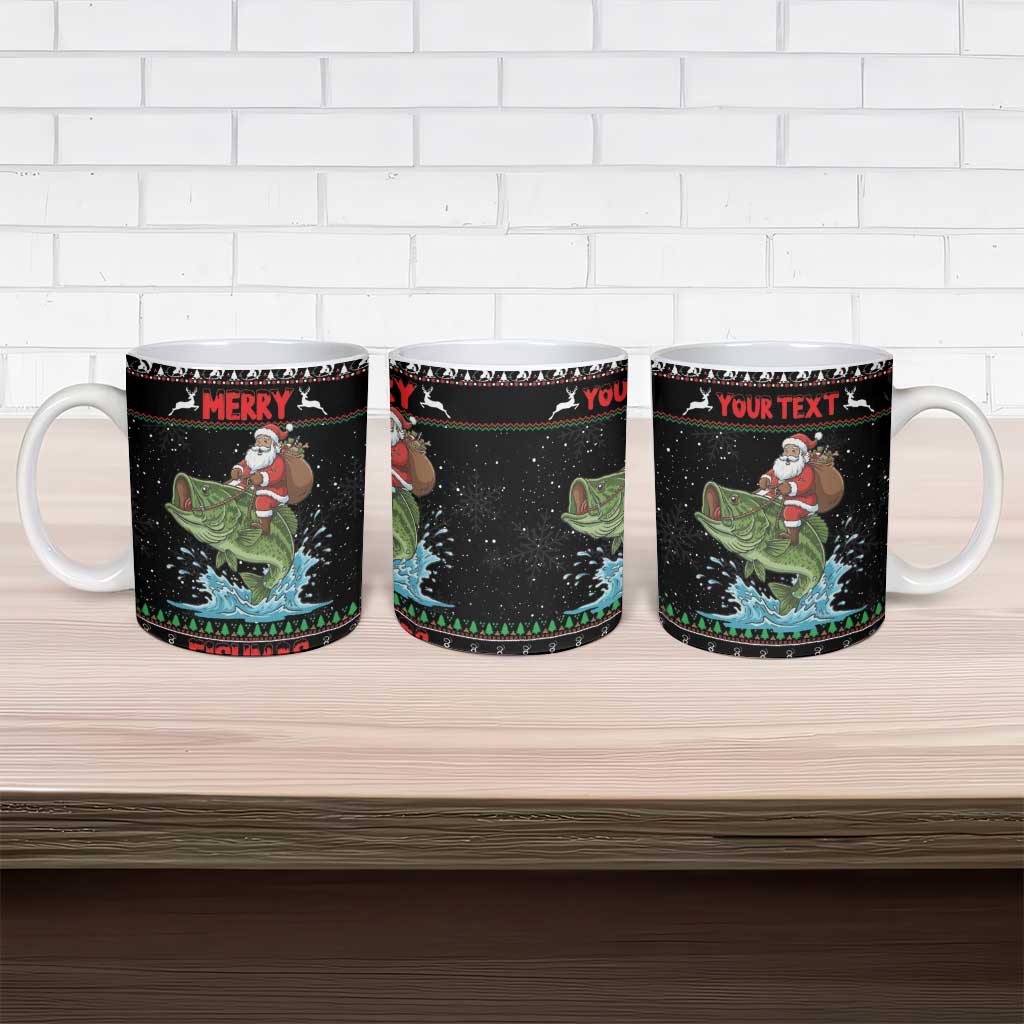 Merry Fishmas Santa Riding Bass Personalized Ceramic Mug Funny Christmas - Wonder Print Shop