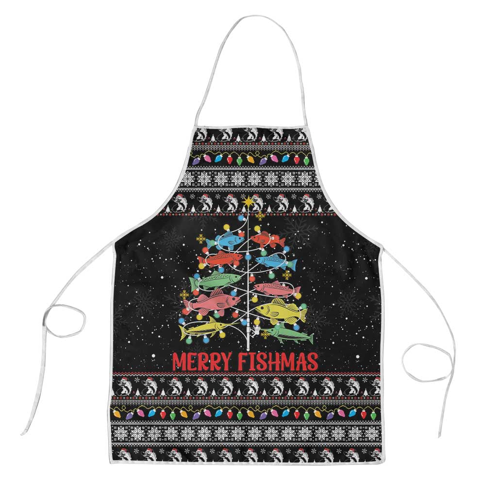 Merry Fishmas Apron Fishing Christmas Tree Lights - Wonder Print Shop