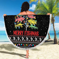 Merry Fishmas Beach Blanket Fishing Christmas Tree Lights - Wonder Print Shop
