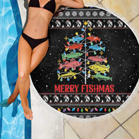 Merry Fishmas Beach Blanket Fishing Christmas Tree Lights - Wonder Print Shop