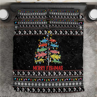 Merry Fishmas Bedding Set Fishing Christmas Tree Lights - Wonder Print Shop