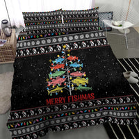 Merry Fishmas Bedding Set Fishing Christmas Tree Lights - Wonder Print Shop