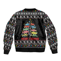 Merry Fishmas Bomber Jacket Fishing Christmas Tree Lights - Wonder Print Shop