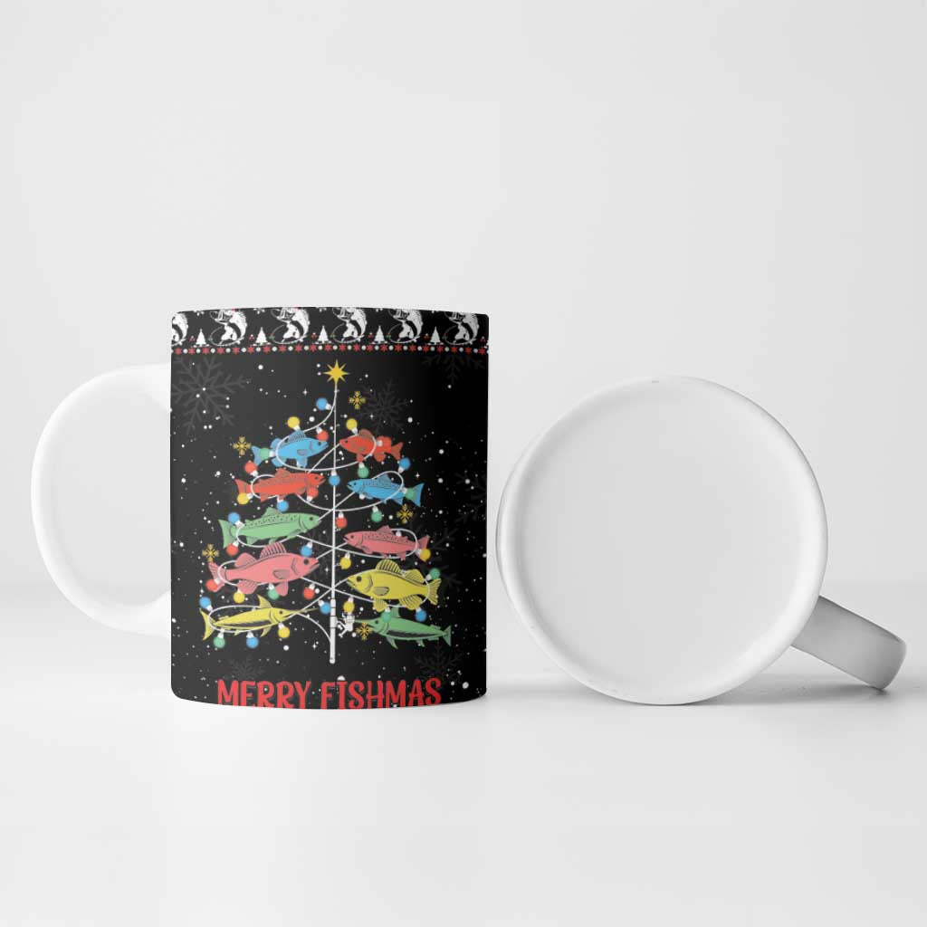 Merry Fishmas Ceramic Mug Fishing Christmas Tree Lights - Wonder Print Shop