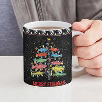 Merry Fishmas Ceramic Mug Fishing Christmas Tree Lights - Wonder Print Shop