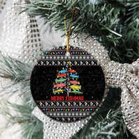 Merry Fishmas Ceramic Ornament Fishing Christmas Tree Lights - Wonder Print Shop