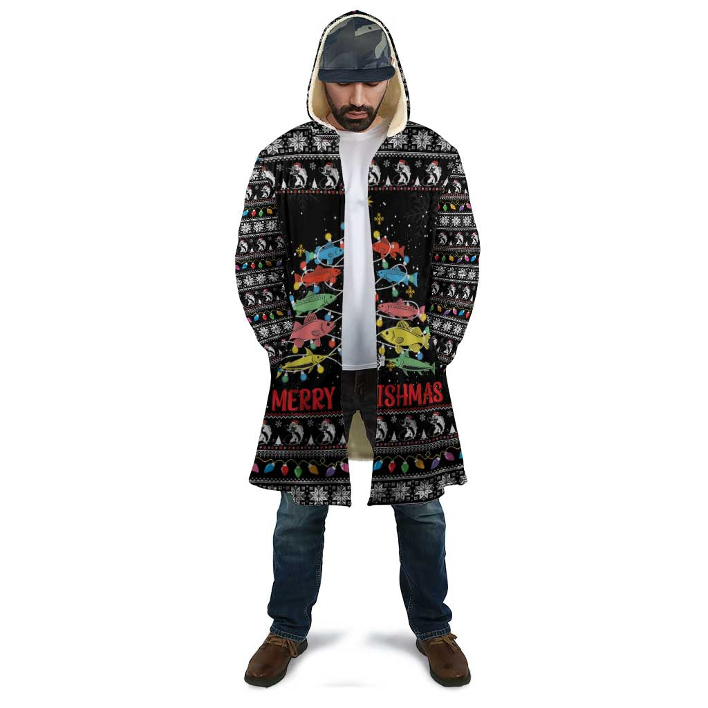 Merry Fishmas Cloak Fishing Christmas Tree Lights - Wonder Print Shop