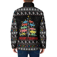 Merry Fishmas Padded Jacket Fishing Christmas Tree Lights - Wonder Print Shop