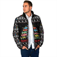 Merry Fishmas Padded Jacket Fishing Christmas Tree Lights - Wonder Print Shop