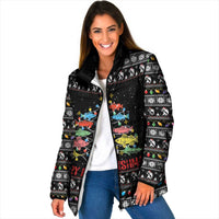 Merry Fishmas Padded Jacket Fishing Christmas Tree Lights - Wonder Print Shop