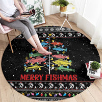Merry Fishmas Round Carpet Fishing Christmas Tree Lights - Wonder Print Shop