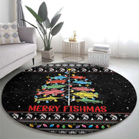 Merry Fishmas Round Carpet Fishing Christmas Tree Lights - Wonder Print Shop