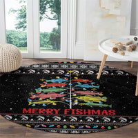 Merry Fishmas Round Carpet Fishing Christmas Tree Lights - Wonder Print Shop