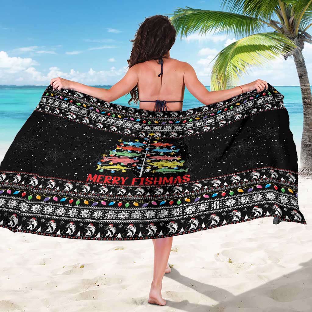 Merry Fishmas Sarong Fishing Christmas Tree Lights - Wonder Print Shop