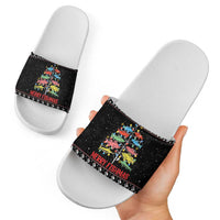 Merry Fishmas Slide Sandals Fishing Christmas Tree Lights - Wonder Print Shop