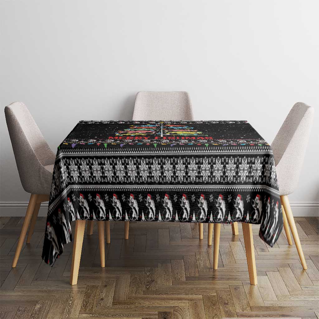 Merry Fishmas Tablecloth Fishing Christmas Tree Lights - Wonder Print Shop