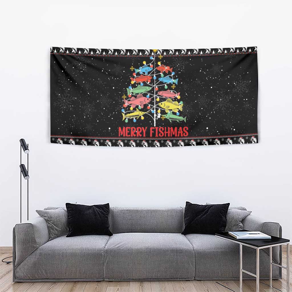 Merry Fishmas Tapestry Fishing Christmas Tree Lights - Wonder Print Shop
