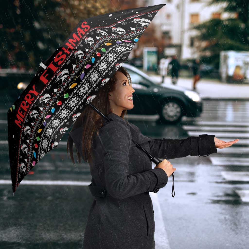 Merry Fishmas Umbrella Fishing Christmas Tree Lights - Wonder Print Shop