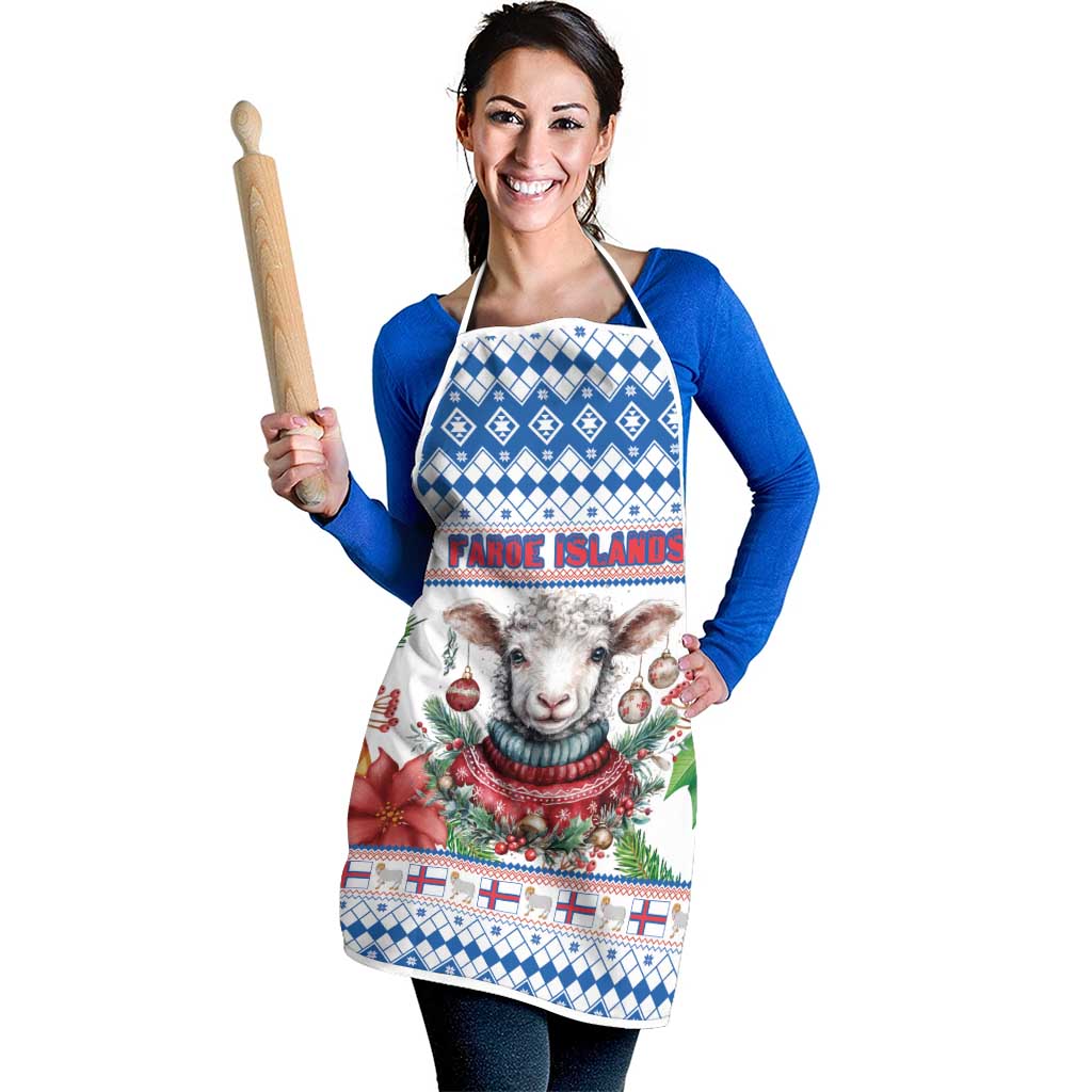 Faroe Islands Christmas Apron Cute Faroese Sheep Xmas Patterns - Wonder Print Shop