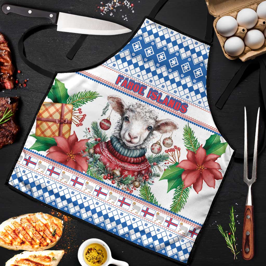 Faroe Islands Christmas Apron Cute Faroese Sheep Xmas Patterns - Wonder Print Shop