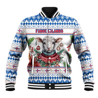 Faroe Islands Christmas Baseball Jacket Cute Faroese Sheep Xmas Patterns - Wonder Print Shop
