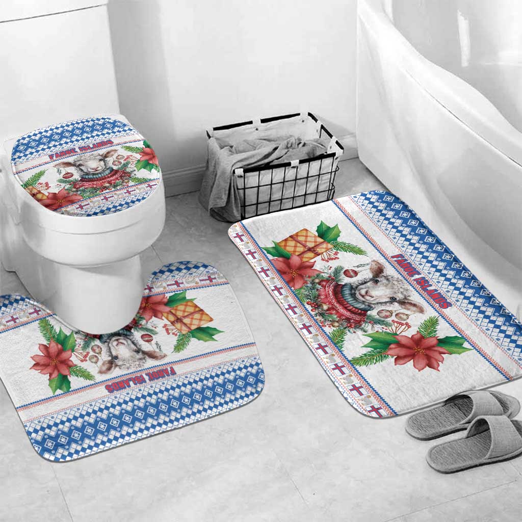 Faroe Islands Christmas Bathroom Set Cute Faroese Sheep Xmas Patterns - Wonder Print Shop