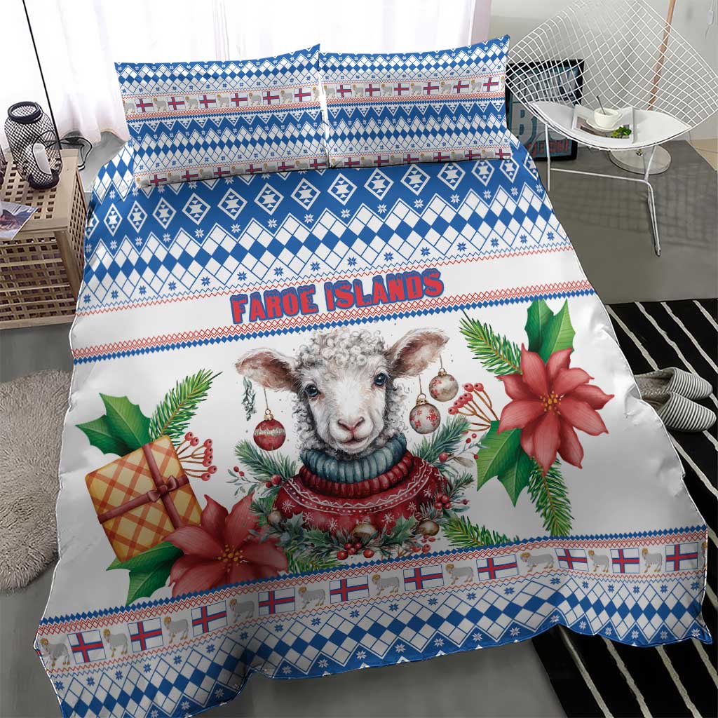 Faroe Islands Christmas Bedding Set Cute Faroese Sheep Xmas Patterns - Wonder Print Shop