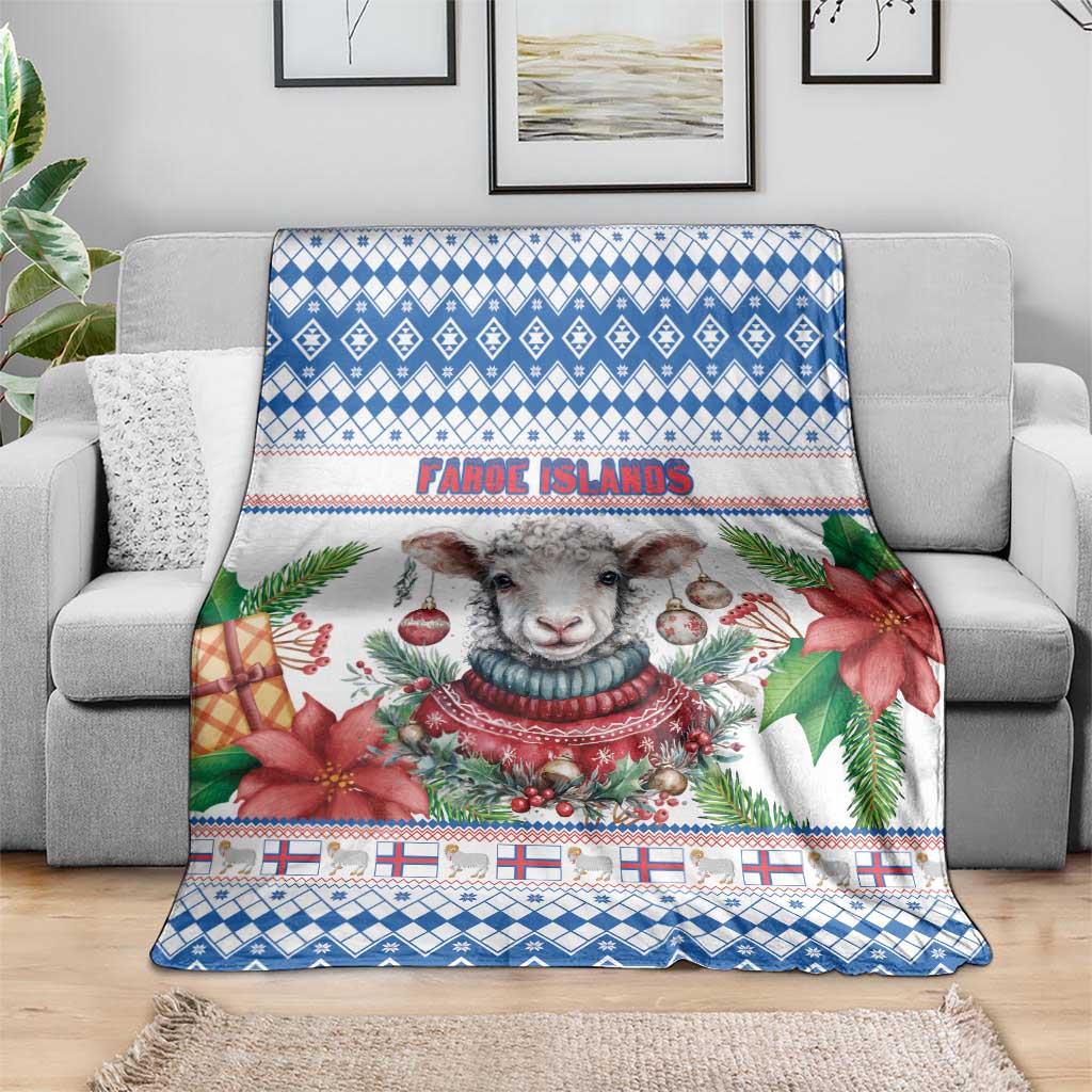Faroe Islands Christmas Blanket Cute Faroese Sheep Xmas Patterns - Wonder Print Shop
