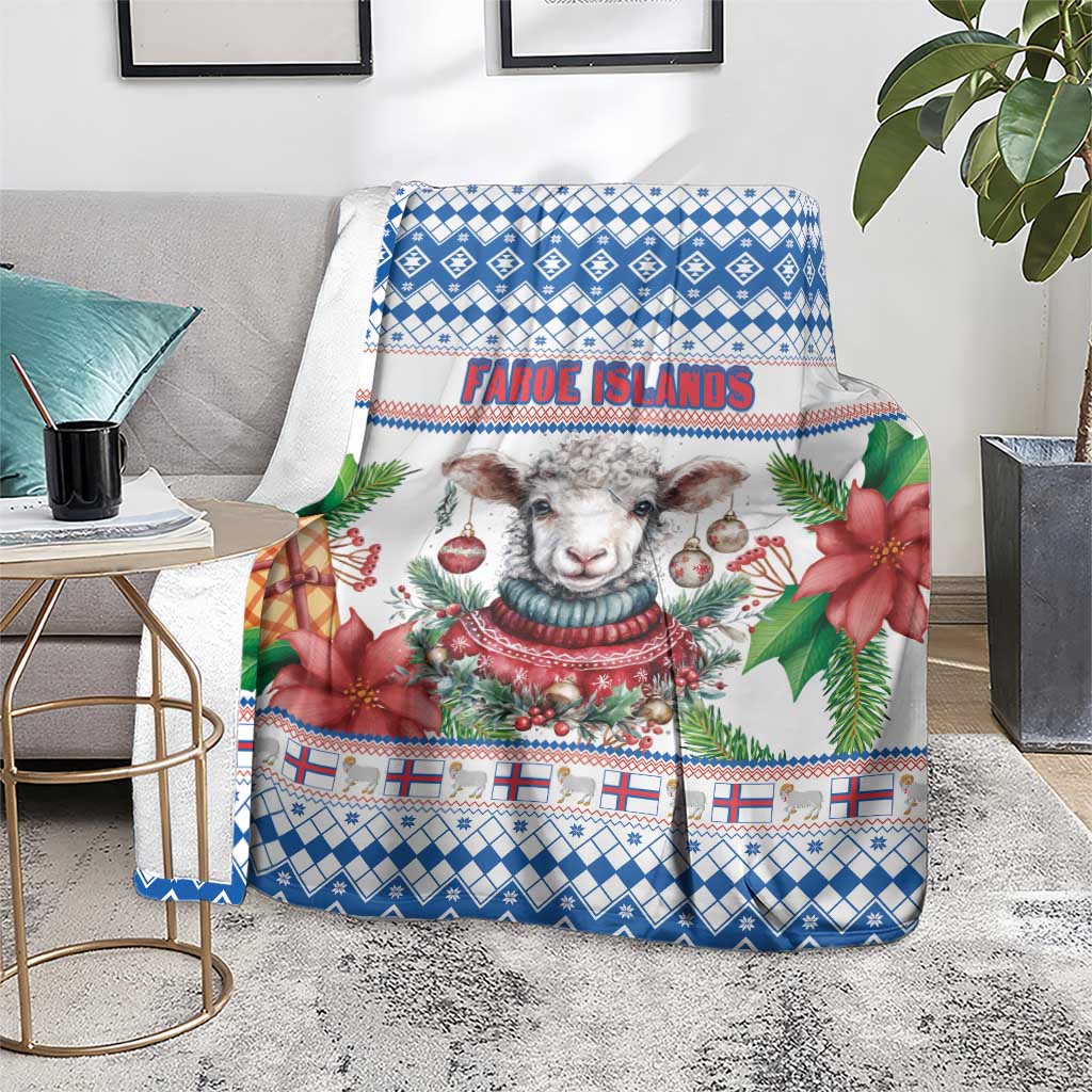 Faroe Islands Christmas Blanket Cute Faroese Sheep Xmas Patterns - Wonder Print Shop
