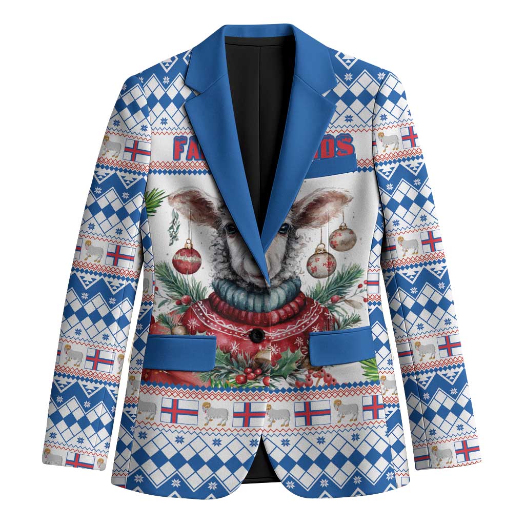 Faroe Islands Christmas Blazer Cute Faroese Sheep Xmas Patterns - Wonder Print Shop