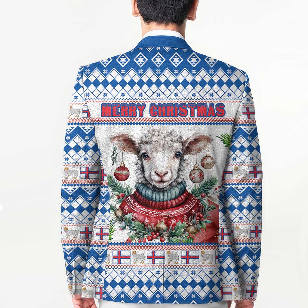 Faroe Islands Christmas Blazer Cute Faroese Sheep Xmas Patterns - Wonder Print Shop
