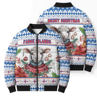 Faroe Islands Christmas Bomber Puffer Jacket Cute Faroese Sheep Xmas Patterns - Wonder Print Shop